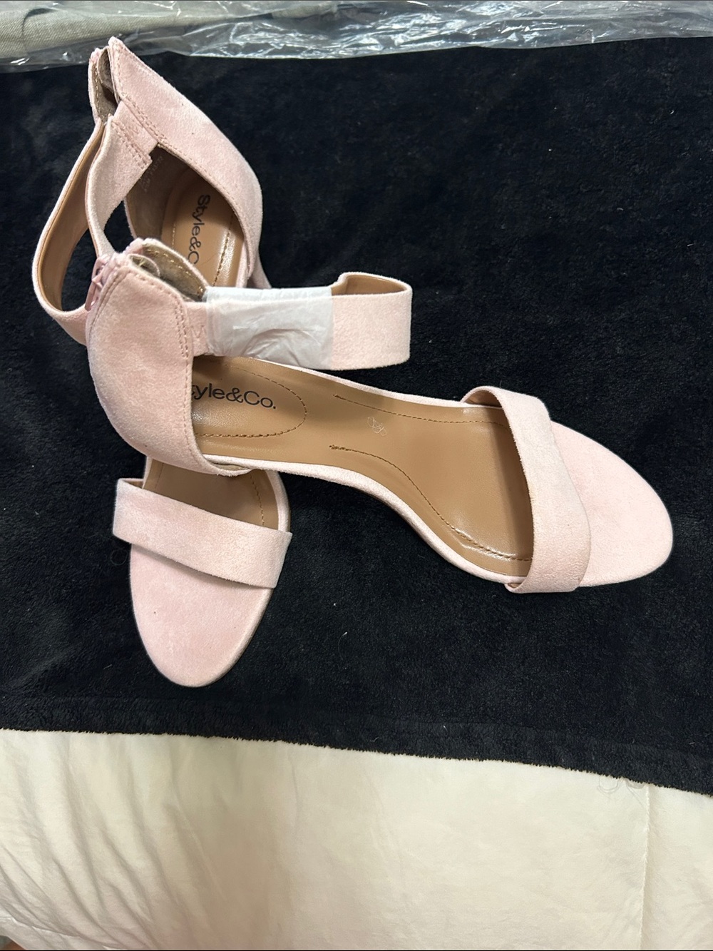 NEW Style & Co. Powder Pink Suede-Look Ankle Strap Heels